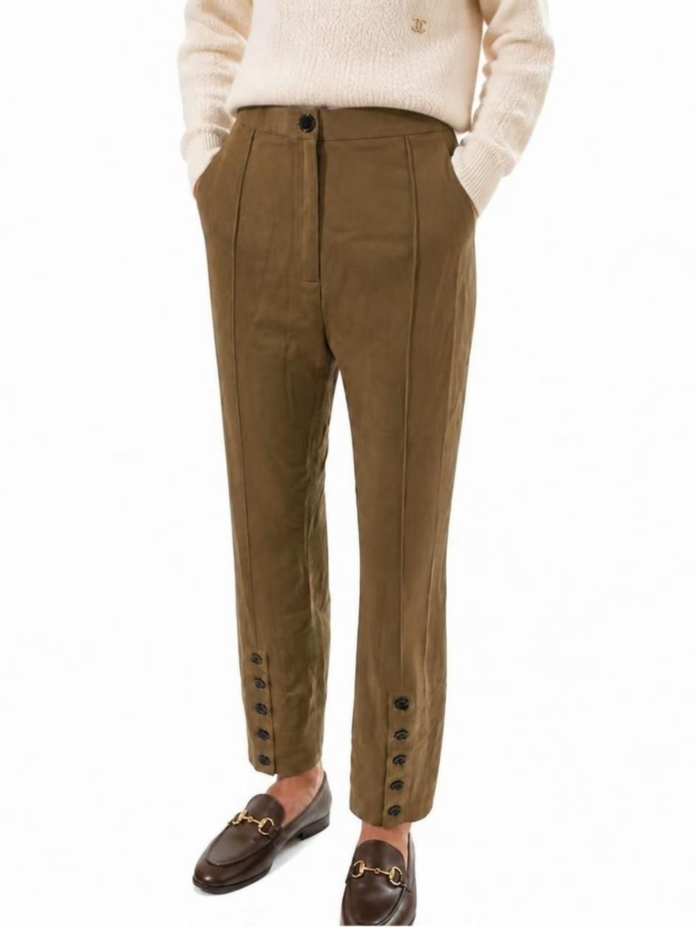 Vintage Dolce & Gabbana High Waisted Slim Ankle Pants Button Details 26" waist - Picture 1 of 7